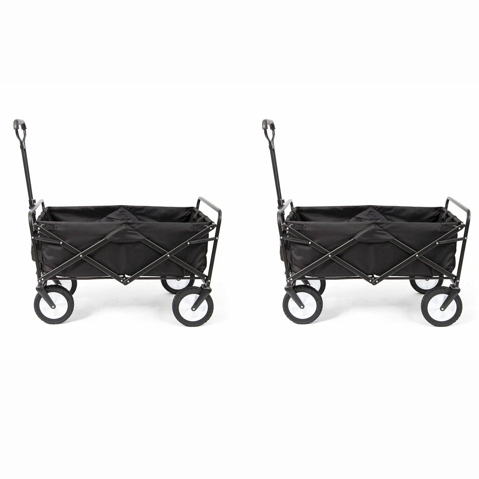 Mac Sports Folding Outdoor Garden Utility Wagon Cart u0026 Table Black 2 Pack