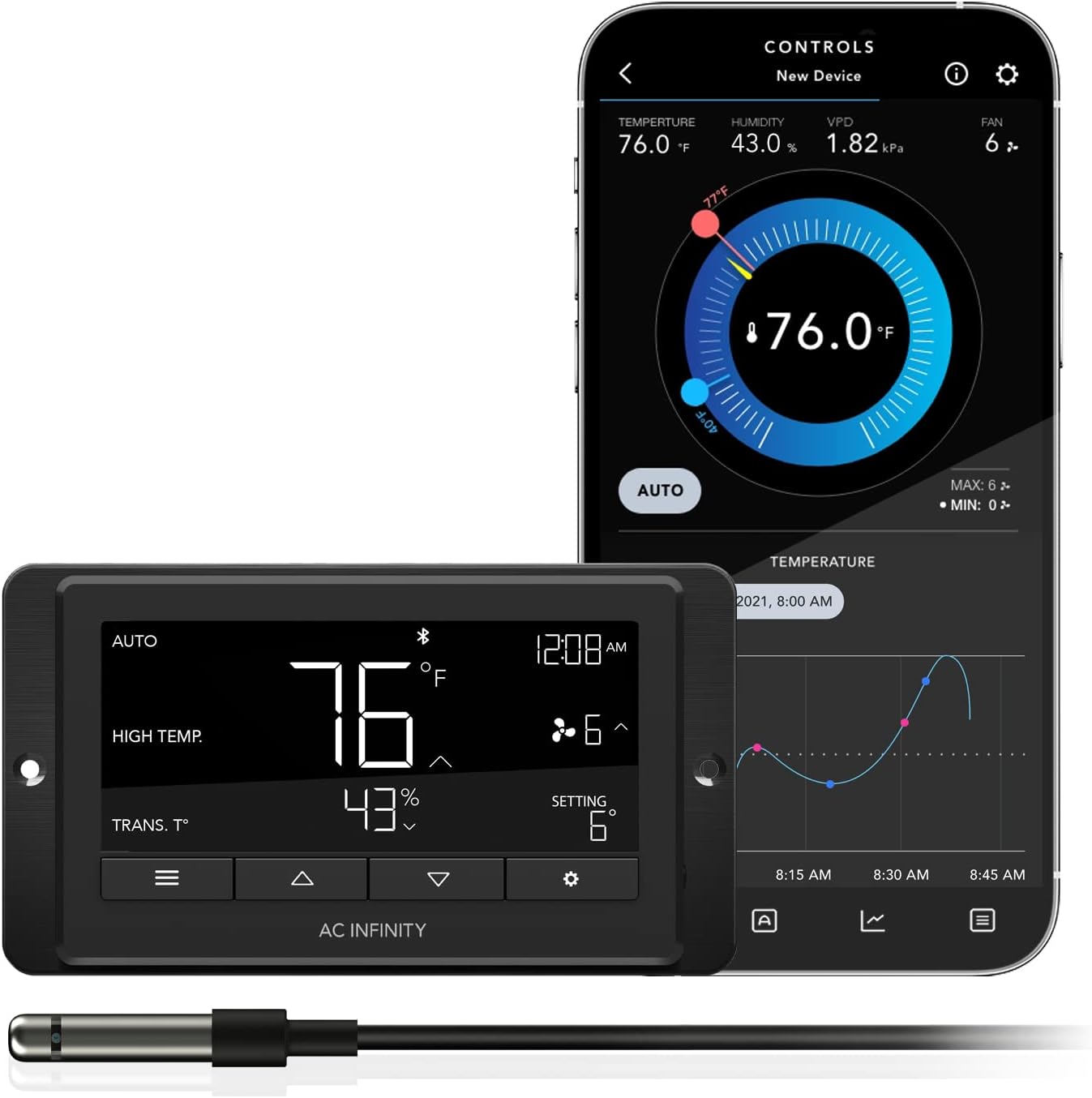 AC Infinity Controller 67, Smart Bluetooth Fan Controller with Temperature, Humidity, Schedules, Grow Cycles, Dynamic Speed Programming for CLOUDLINE Airlift Fans Cooling and Ventilation