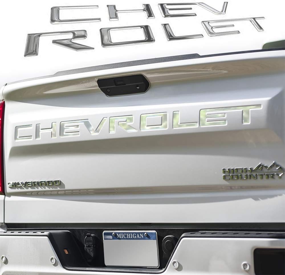 HACHISHOP 3M Adhesive Tailgate Raised Letters Compatible with 3D Raised Chevy 2019 2020 Silverado Models Emblem-Black with Red Outline Pack of 2