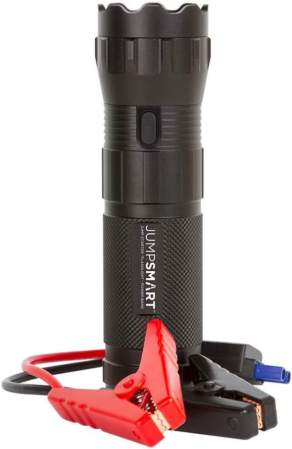 JumpSmart Portable Car Jump Starter Powerful 37000 mWh Lithium Battery 400A Peak 12V (Up to 8-Cylinder, 5.0-Liter), 4-Mode 330 Lumen LED Flashlight & Power Bank with 2.4A Charging Port (Black)