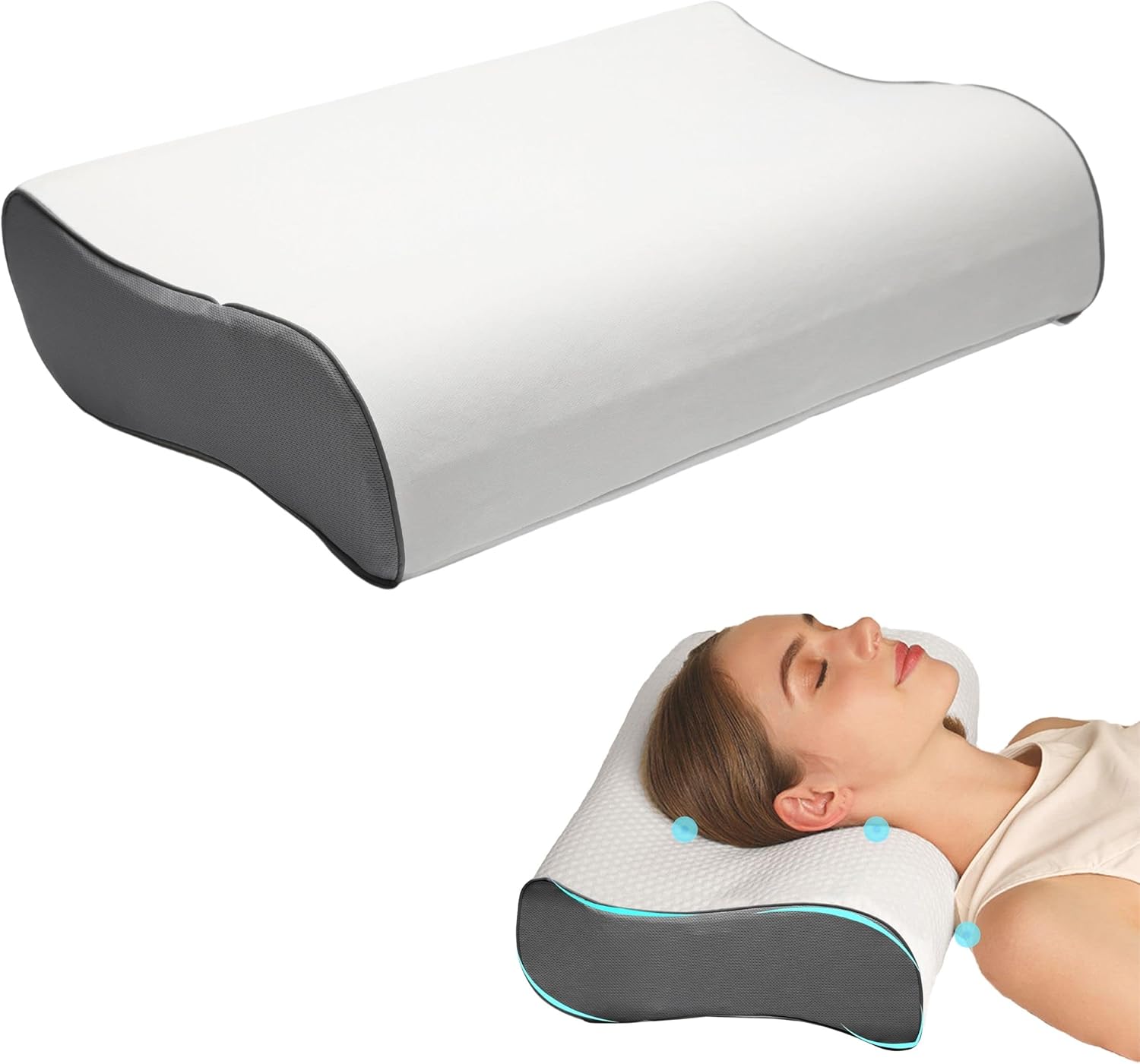 GOFTA Mango Neck Support Pillow - Contour Memory Foam Pillow for Shoulder and Neck Pain Relief - Orthopedic and Ergonomic Pillow for Side, Back and Stomach Sleepers