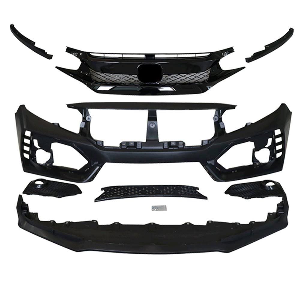 Ikon Motorsports Fits 16-18 Honda Civic 10th-Gen Sedan Coupe T-R Front Bumper Cover PP, Black