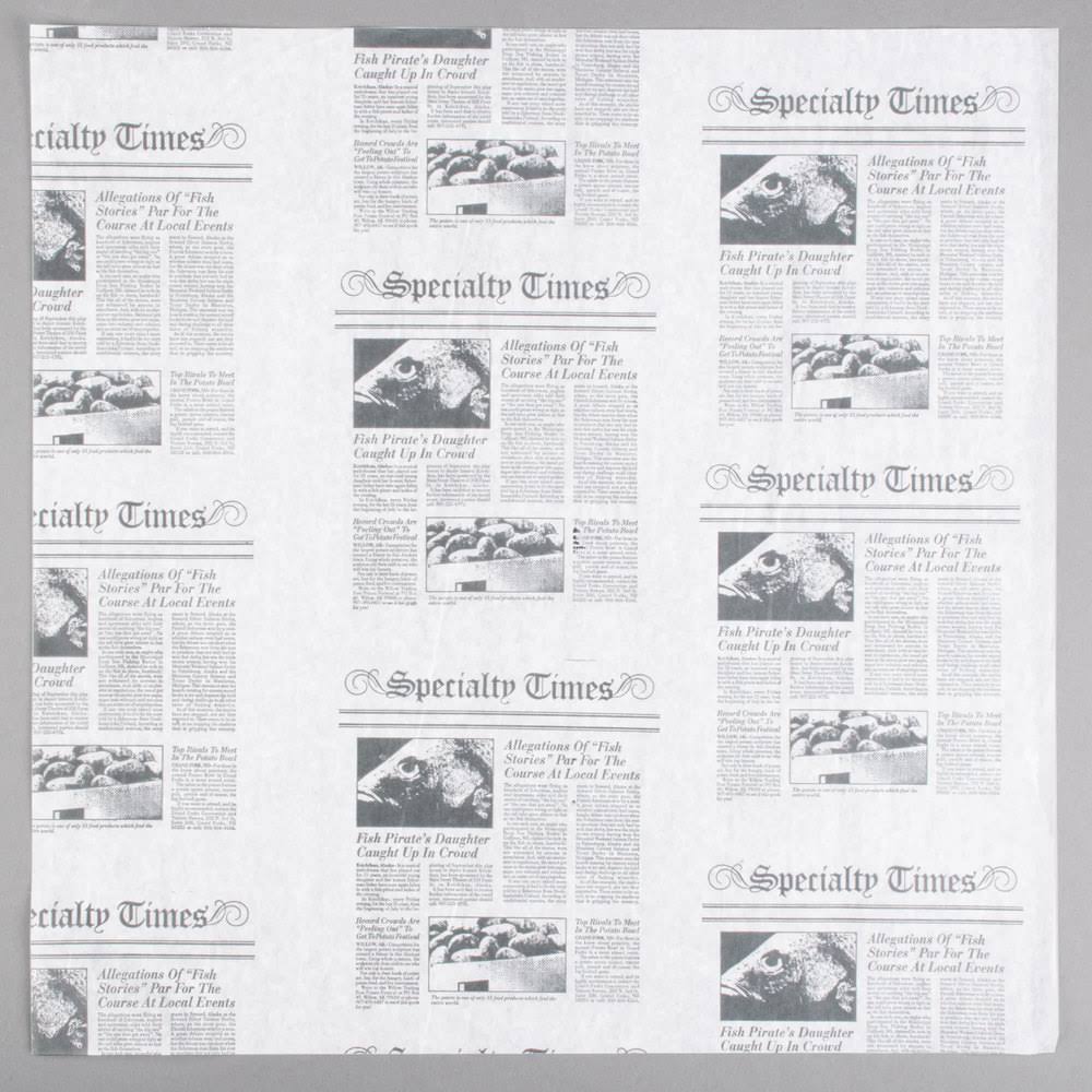American Metalcraft PPRN1616 16x22 x 16x22 White Newspaper Print Deli Sandwich Wrap Paper - 1000/Pack