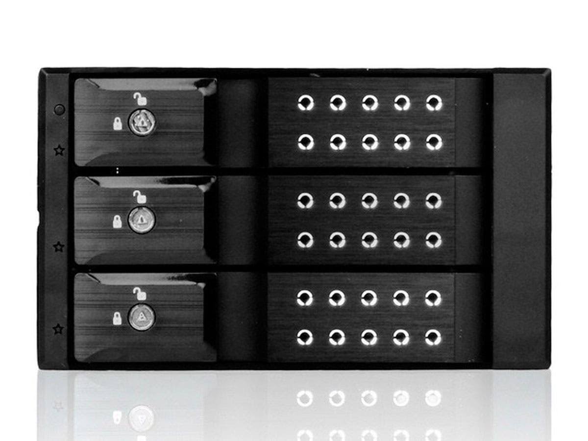 Monoprice 5.25x22 to 3x3.5x22 SAS/SATA 6.0 Gb/s Trayless Hot-swap Cage Black 110060