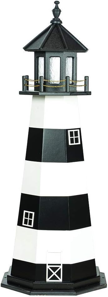 DutchCrafters Decorative Lighthouse - Wood, Cape Canaveral Style (5', Black/White)