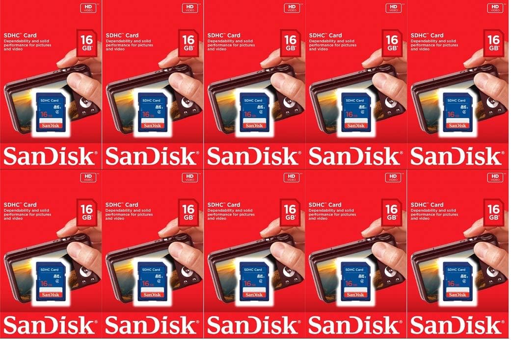 Sandisk 16GB (10 Pack) SD Card Bundle SDHC Class 4 Flash Memory | Model SDSDB-016G-B35 |