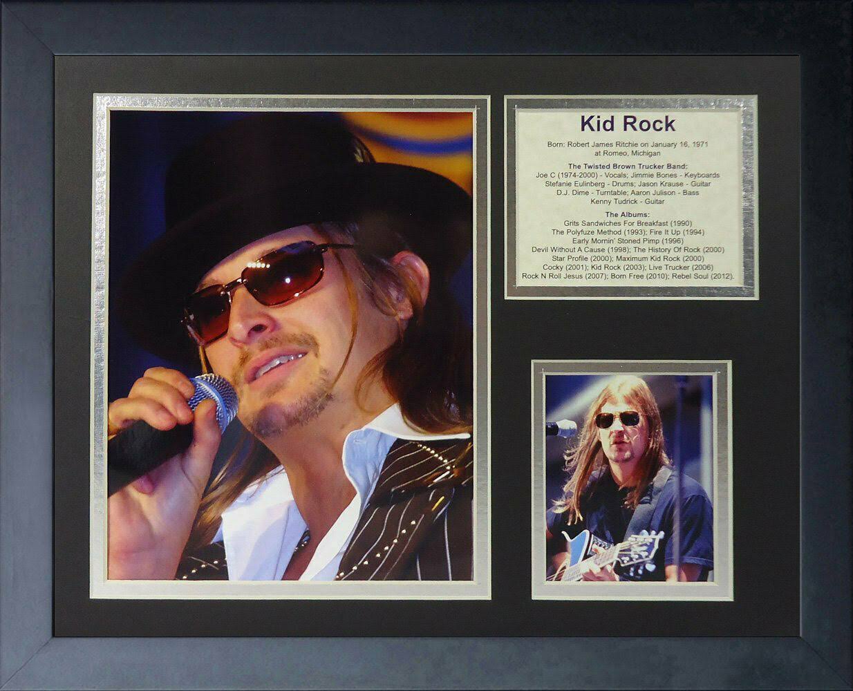 Legends Never Die Kid Rock Framed Memorabilia, Black