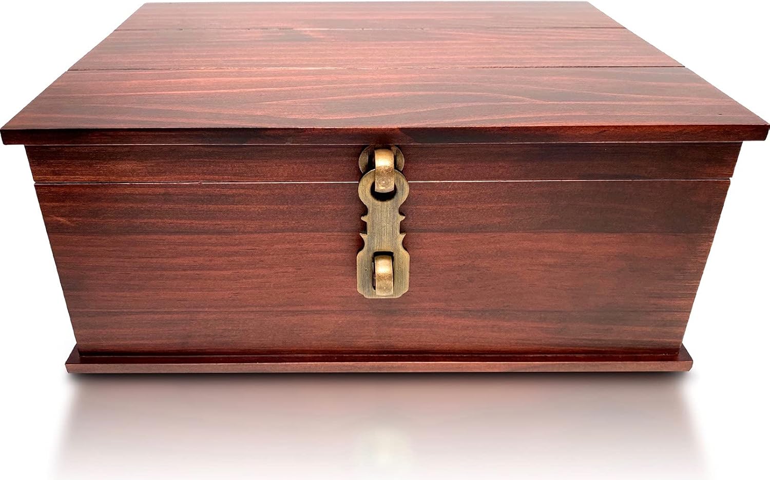 Antique Style Wood Storage Box - Decorative box for Home or Office - Wooden Box with Hinged Lid Keepsake Box with Metal Latch Pack of 2