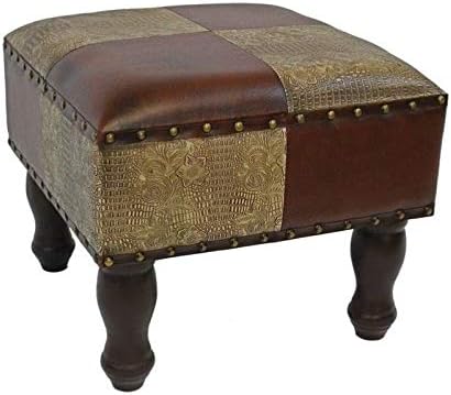Pemberly Row Faux Leather Ottoman in Mix Pattern Pack of 2
