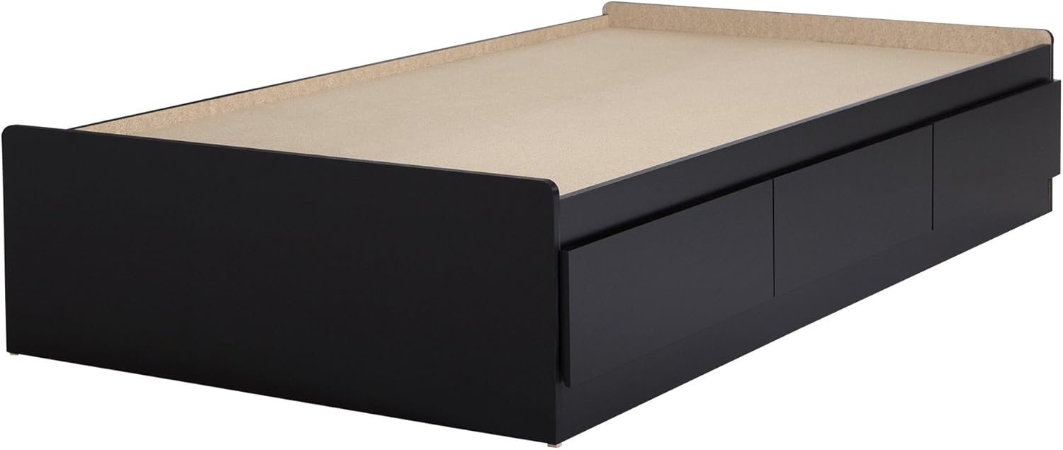 South Shore Furniture Twin Mates Bed with 3 Drawers, Pure Black