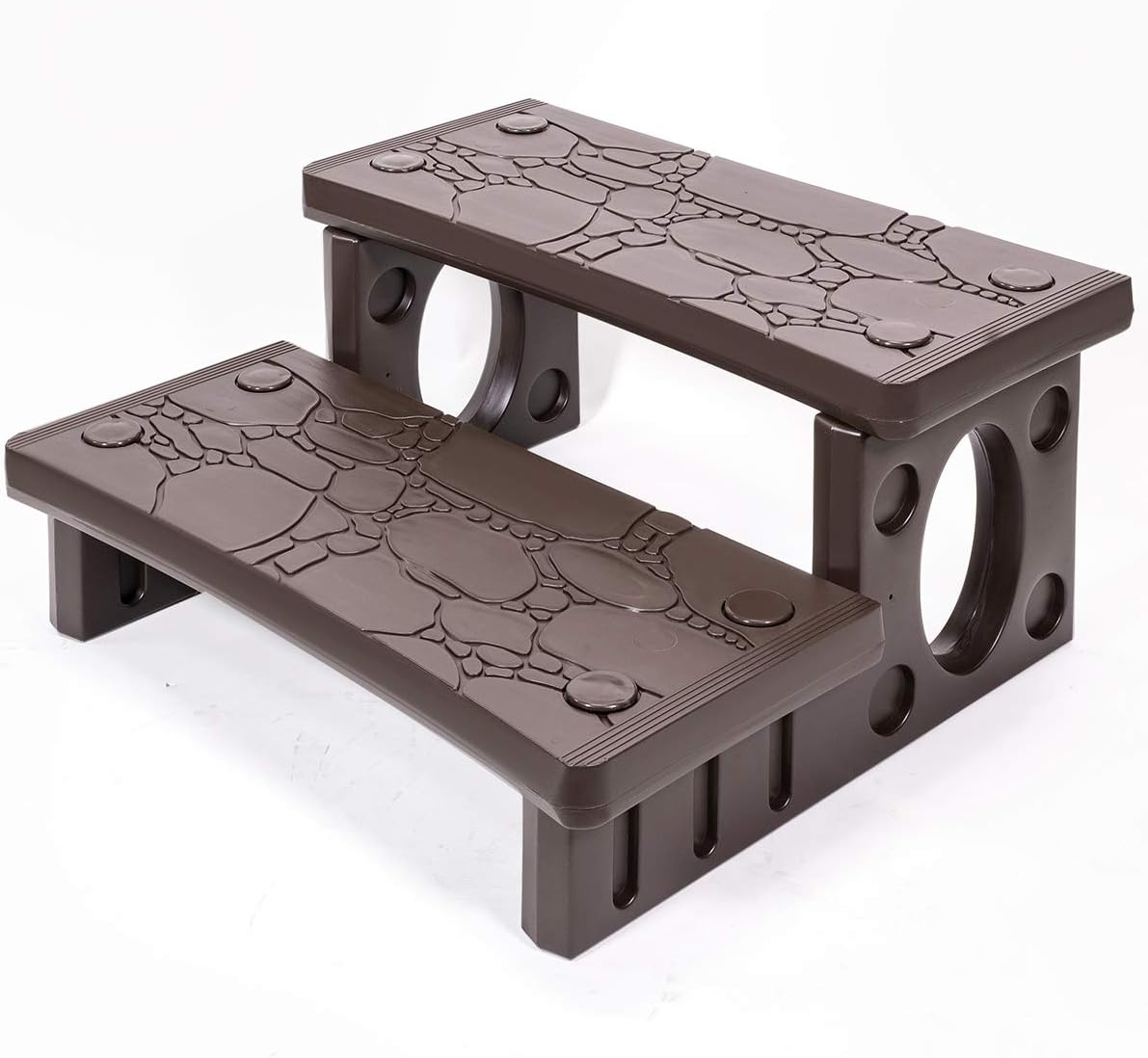 XtremepouwerUS 75161 Deck Lightweight Sided Premium Multi Purpose 2-Step Spa Hot Tub Pool RV Campers, Gray Pack of 2