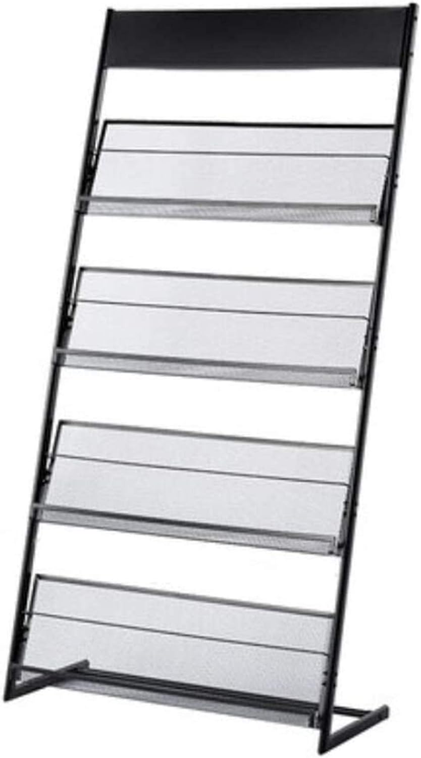 Floor-Standing Magazine Rack Information Rack Storage Rack Newspaper Rack Display Rack Manual Book Rack Single Page Simple Iron (Black)
