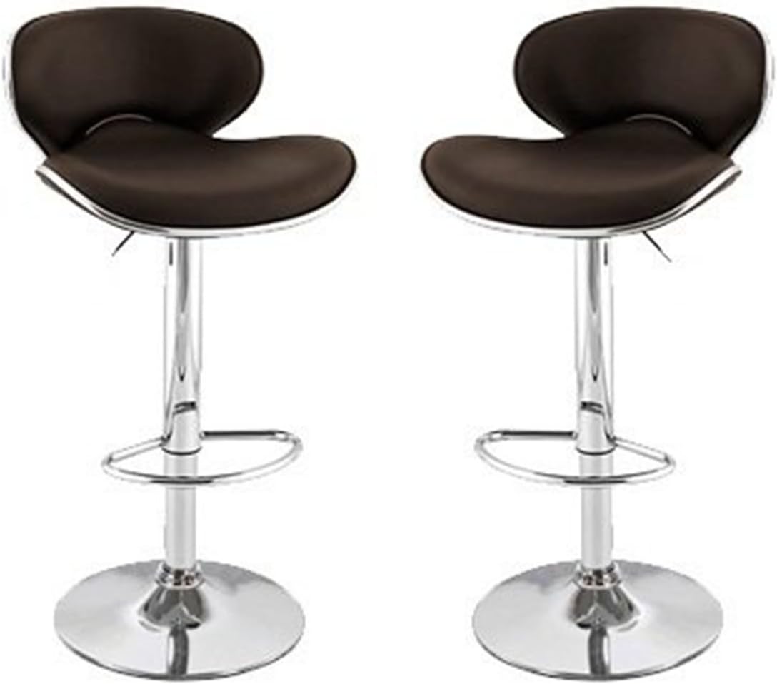 South Mission Saddleback Modern Adjustable Leather Bar Stool (Set of 2) - Brown