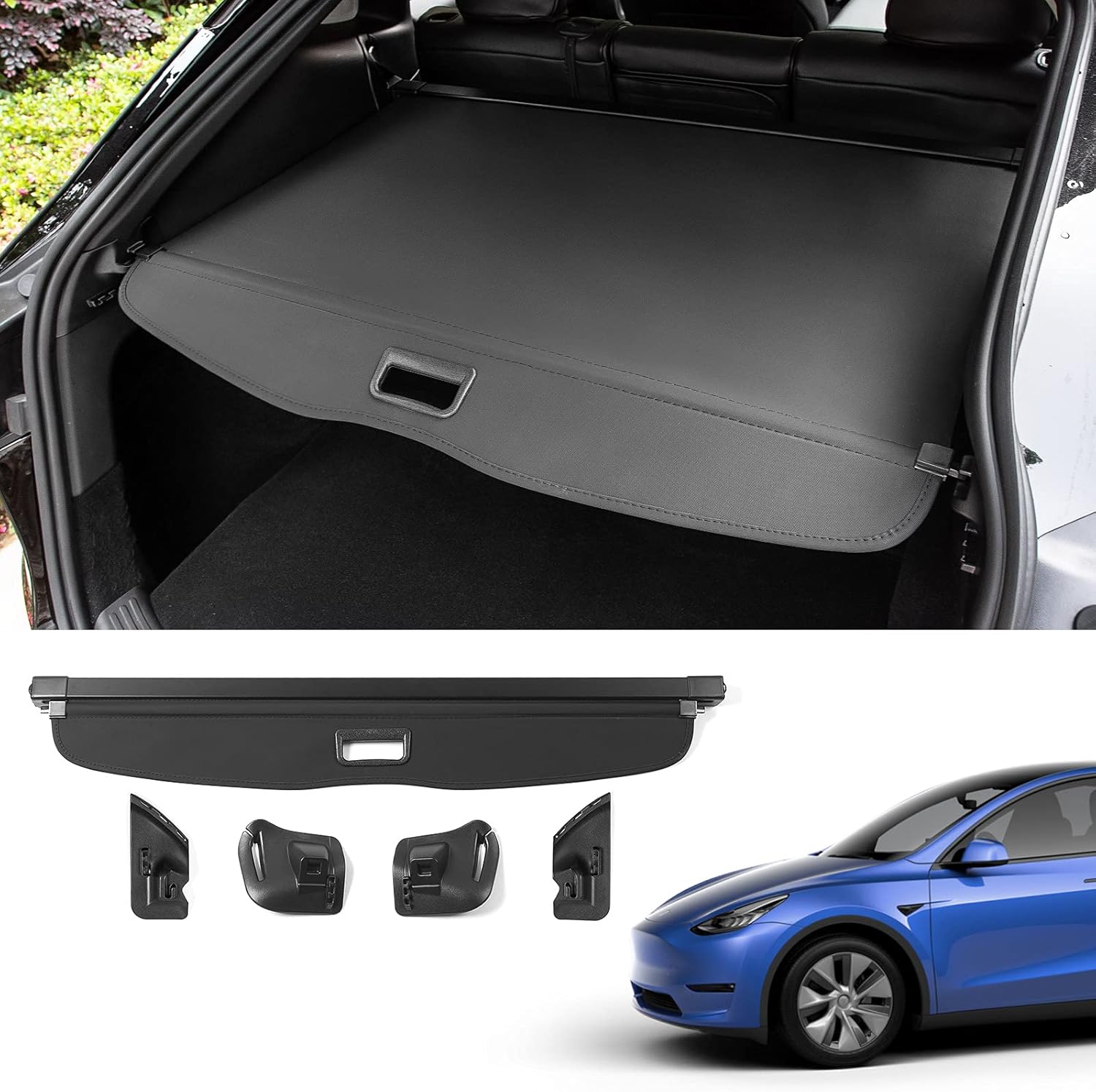 powoq Fit For Tesla Model Y Cargo Cover Retractable Rear Trunk Cover Cargo Privacy Security Shield Shade For Model Y 2020 2021 Accessories