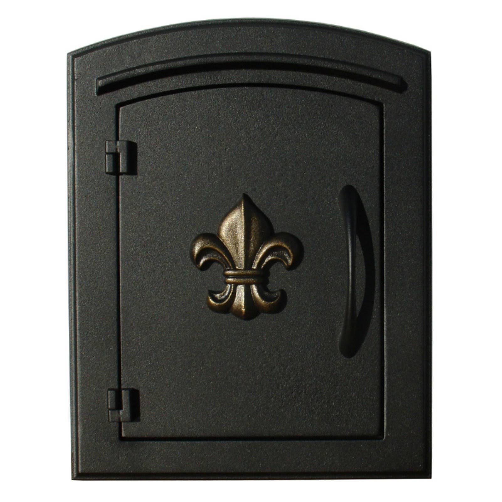 Qualarc Manchester Column Mounted Mailbox Decorative Fleur de Lis Black