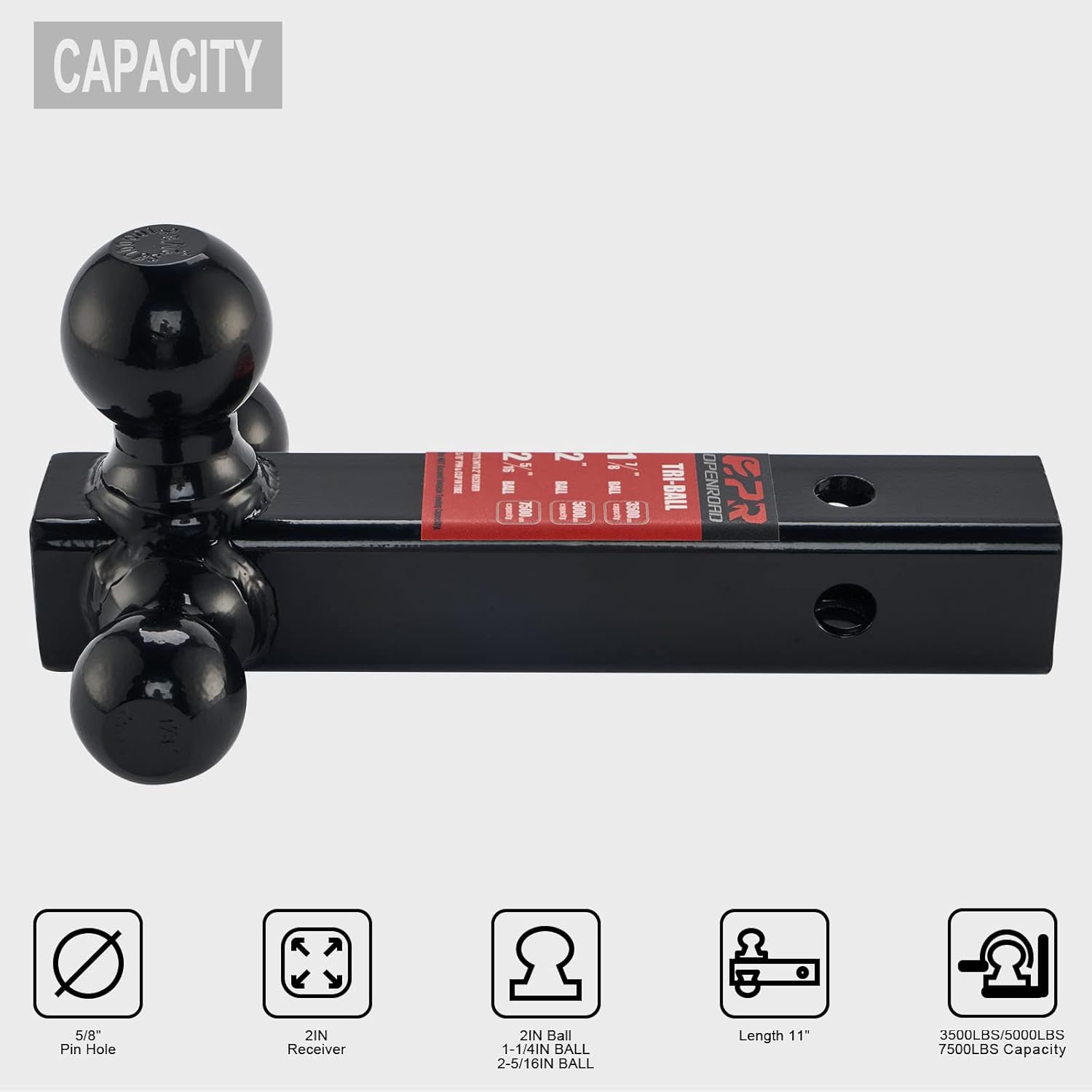 OPENROAD Trailer Hitch Mount Tri Ball Hitch,with 2