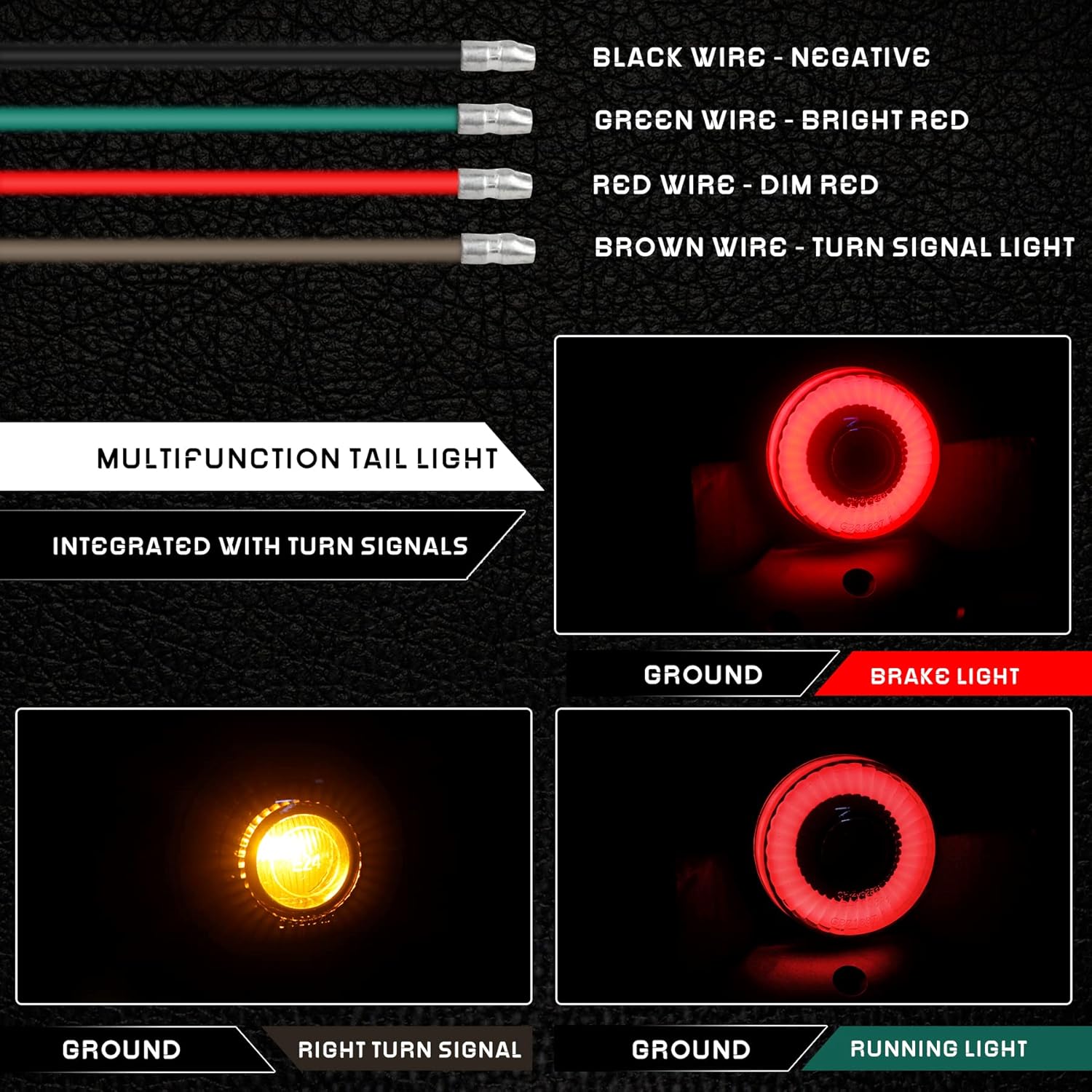 QUASCO Motorcycle Brake Tail Lights Integrated Turn Signals with License Plate Bracket Mount Compatible with Harley Honda Kawasaki Triumph Yamaha