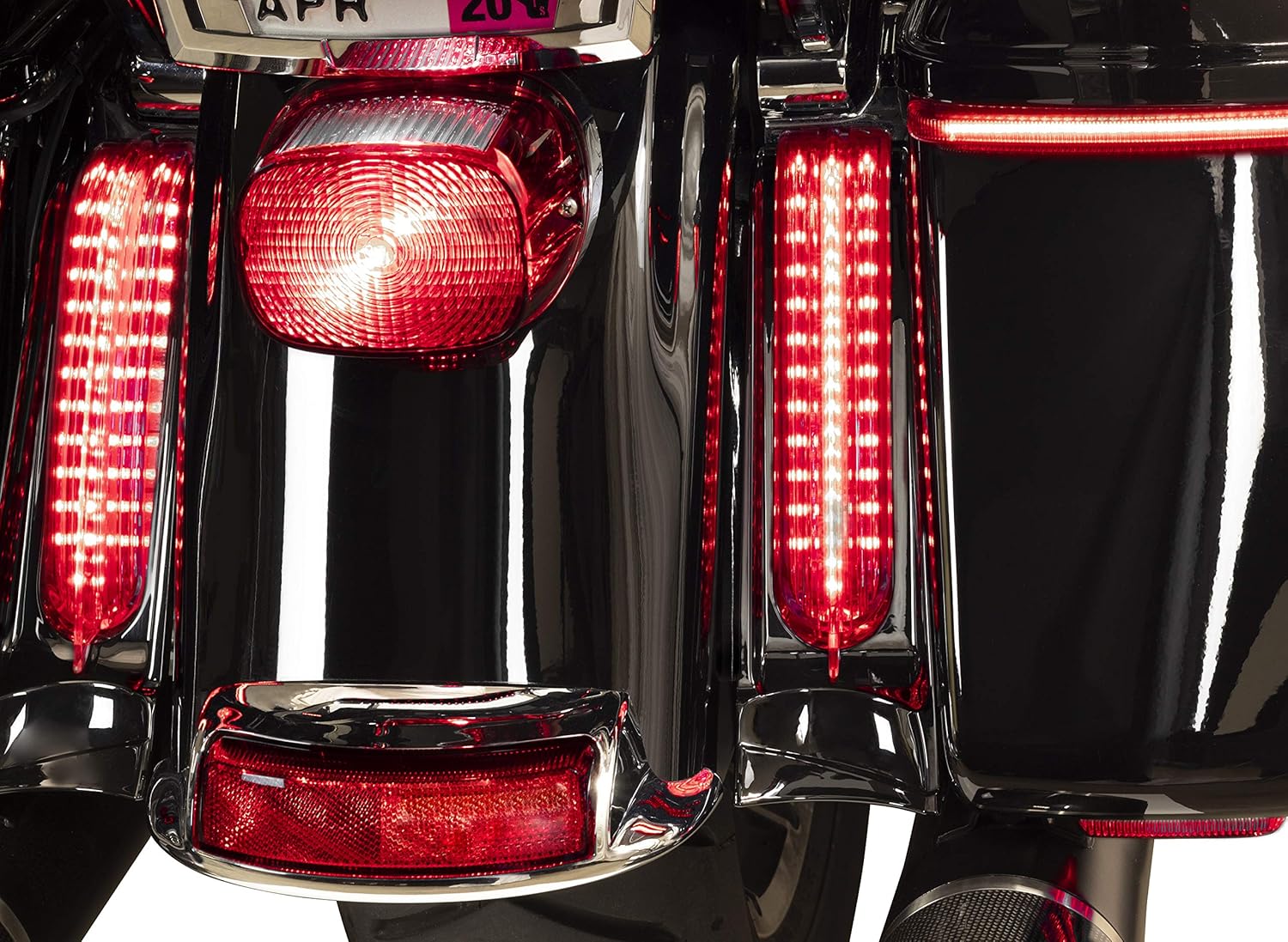 Ciro Filler Panel Lights for '14-newer Ultra and Road King with all RED LEDs in BLACK