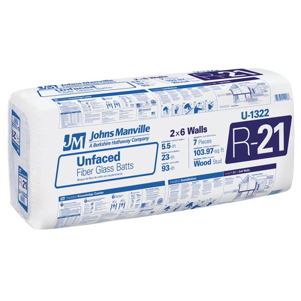 Johns Manville R21 103.97-Sq ft Unfaced Fiberglass Batt Insulation Wit