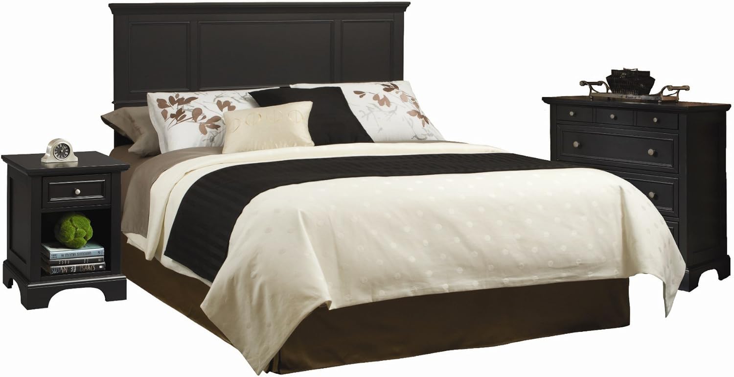 Bedford Black Queen Headboard & Nightstand by Home Styles