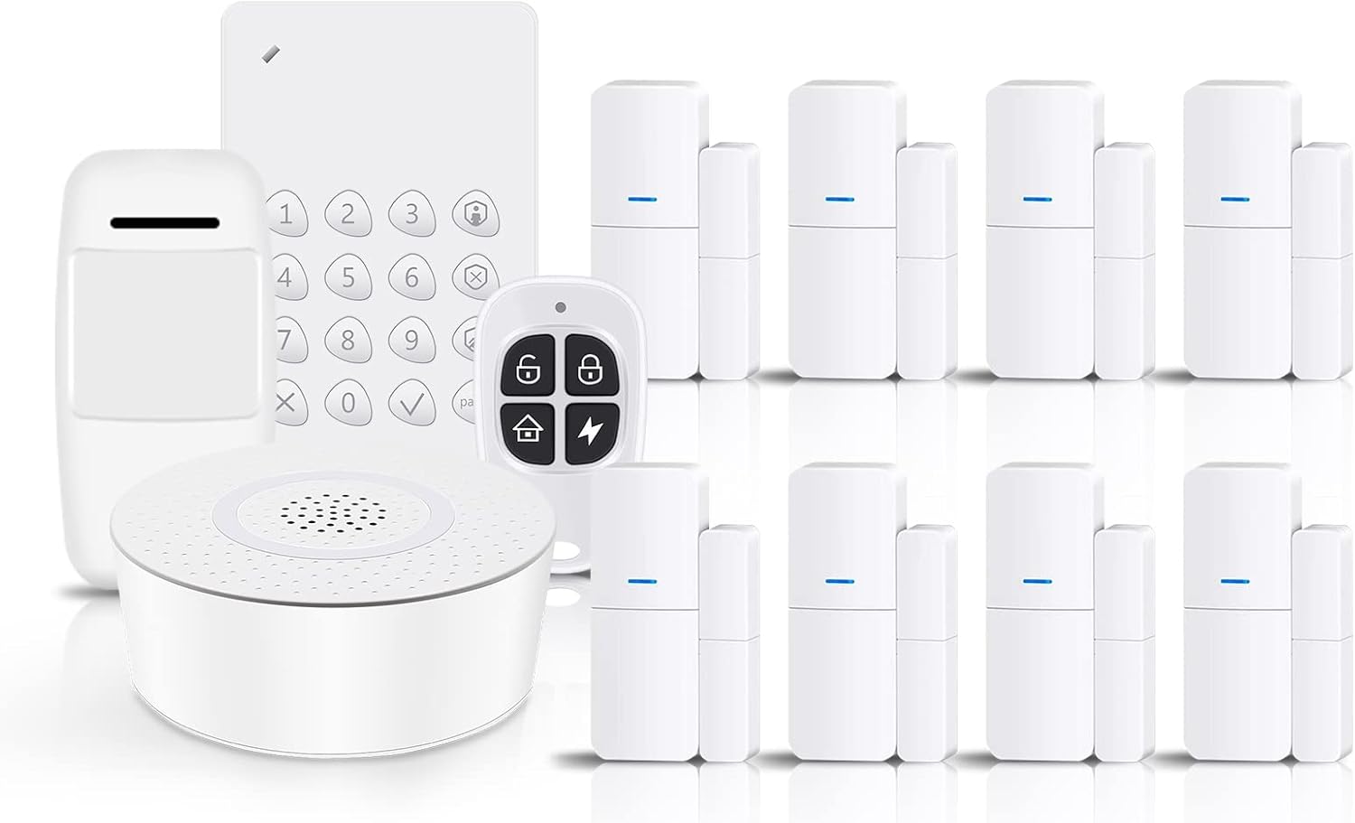 WiFi Door Alarm System, Wireless DIY Smart Home Security System, with Phone APP Alert, 8 Pieces-Kit (Alarm Siren, Door Window Sensor, Remote), Work with Alexa, for House, Apartment, Alpha by tolviviov Pack of 2