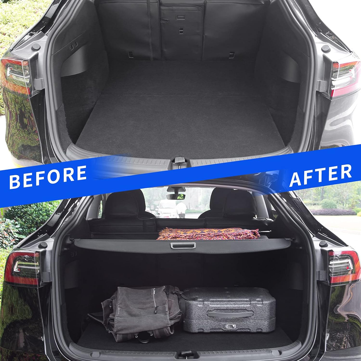 powoq Fit For Tesla Model Y Cargo Cover Retractable Rear Trunk Cover Cargo Privacy Security Shield Shade For Model Y 2020 2021 Accessories