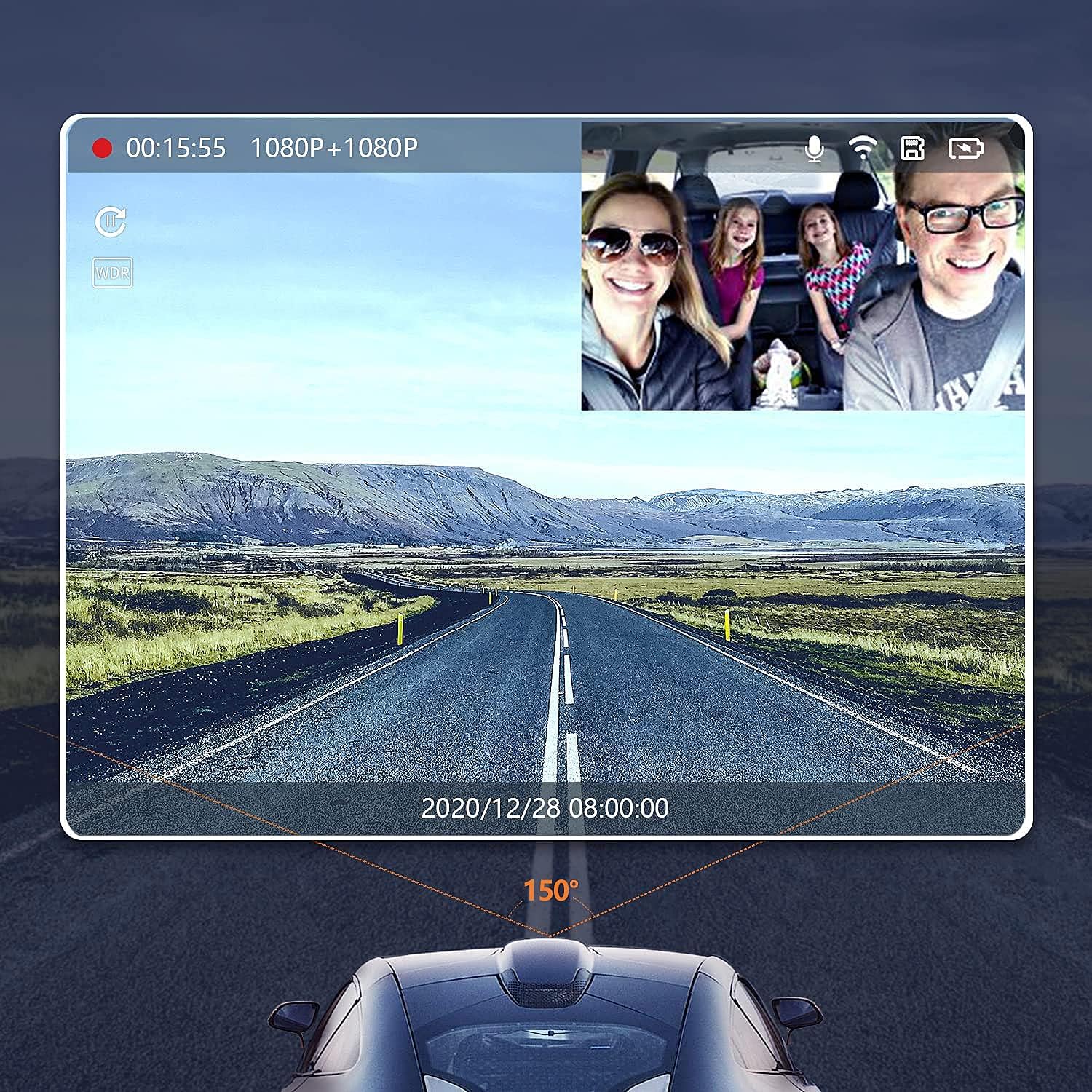 2021 Upgrade 4K 2160P Front and Cabin 1080P+1080P Dual FHD Dash Cam Built in WiFi for Cars Taxi, 24H Parking Monitor, Infrared Night Vision, G-Sensor, 2.0