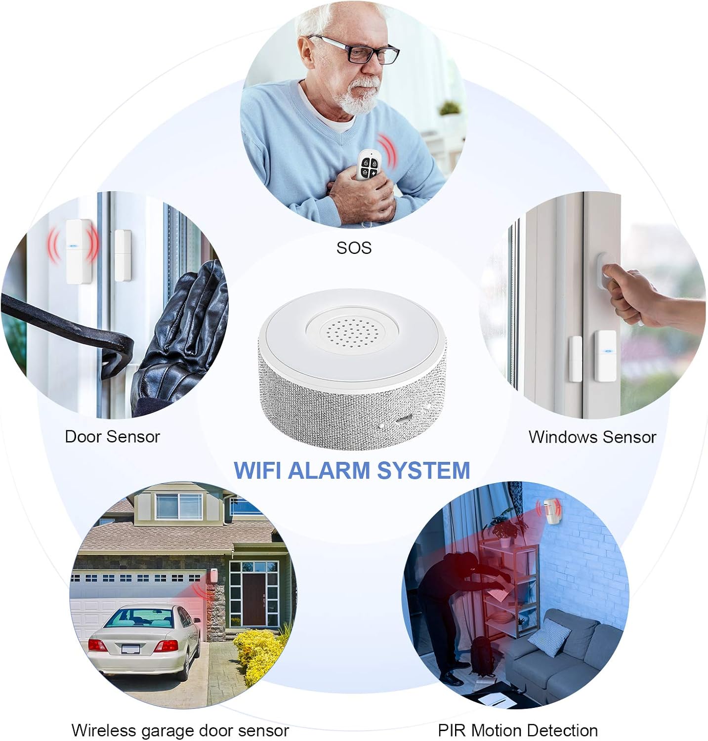 Smart Security System WiFi Alarm System Kit Wireless with APP Push and Calling Alarms DIY No Monthly Fee for Home Apartment Office Store and Business Pack of 2