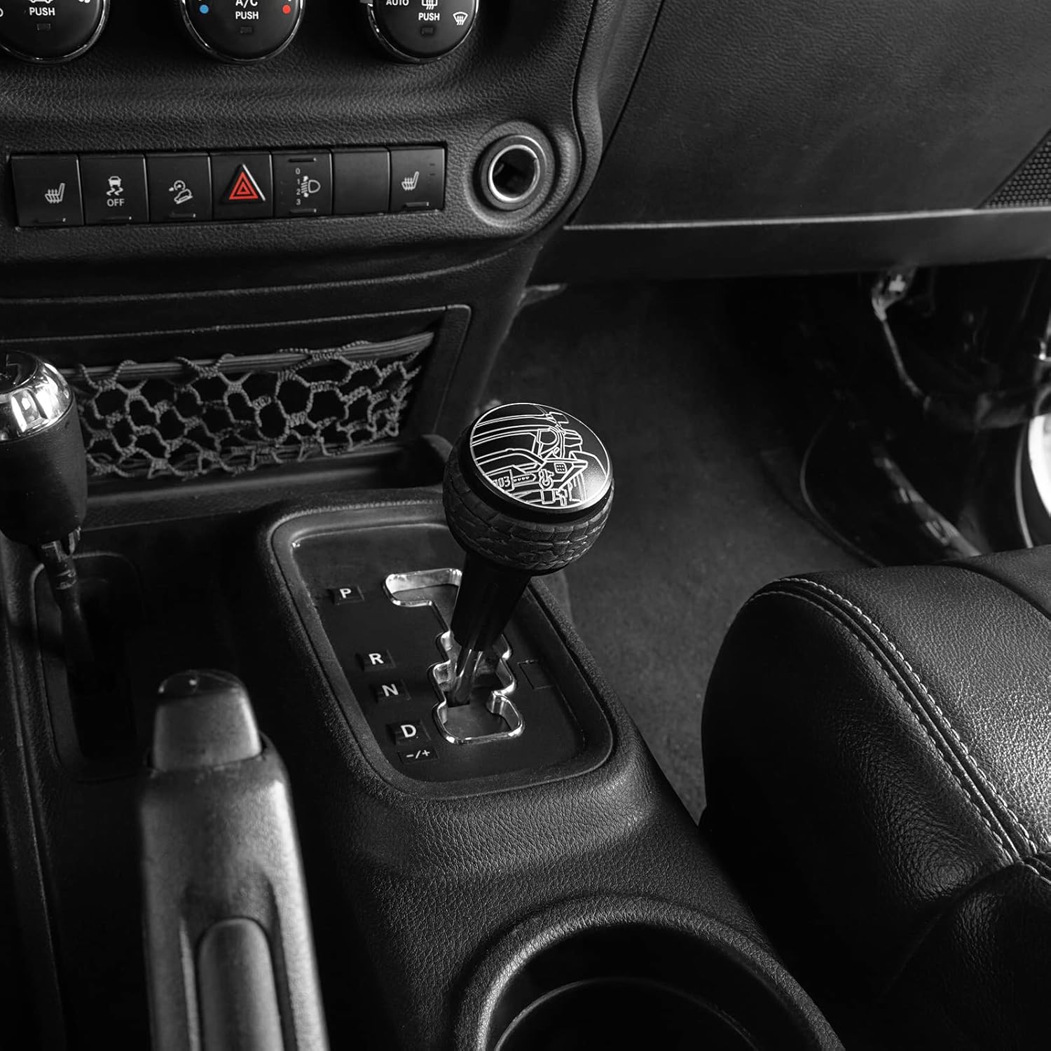 Hooke Road Aluminum A/T Gear Shift Knob Compatible with Jeep Wrangler JK 11-18 Automatic Transmission Models (Black)