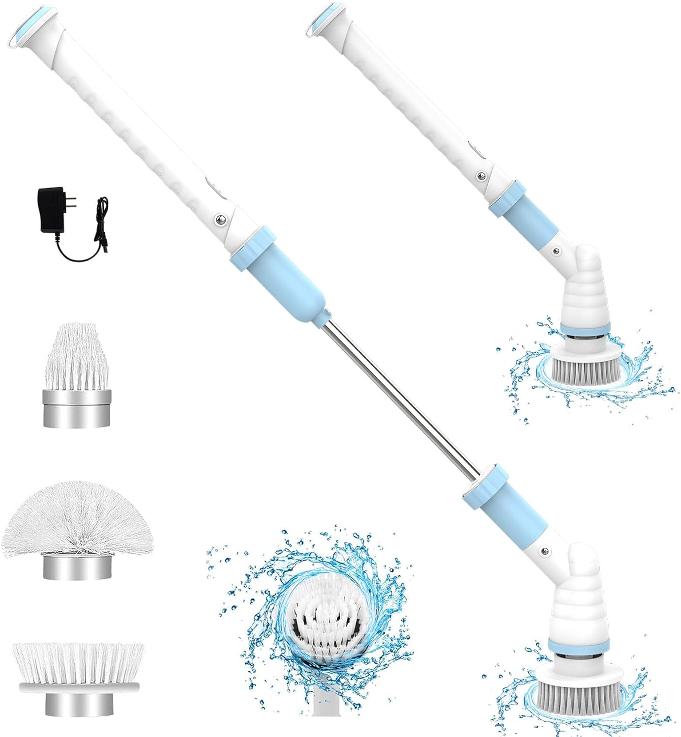Electric Spin Scrubber,Upgraded Cordless Floor Scrubber,360 Power Shower Bathroom Scrubber with 3 Replaceable Cleaning Scrubber Brush Heads for Bathroom, Tub,Floor, Tile,