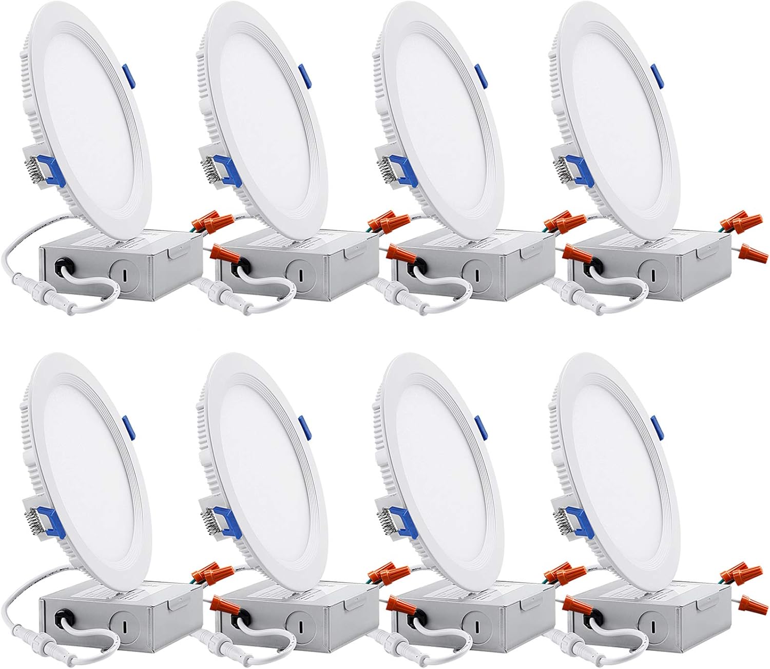 TORCHSTAR 8-Pack 6 Inch 12W LED Recessed Lighting Anti-Glare Trim, CRI 90+, Dimmable Airtight Downlight, IC Rated, 2700K Soft White, ETL & Energy Star Listed