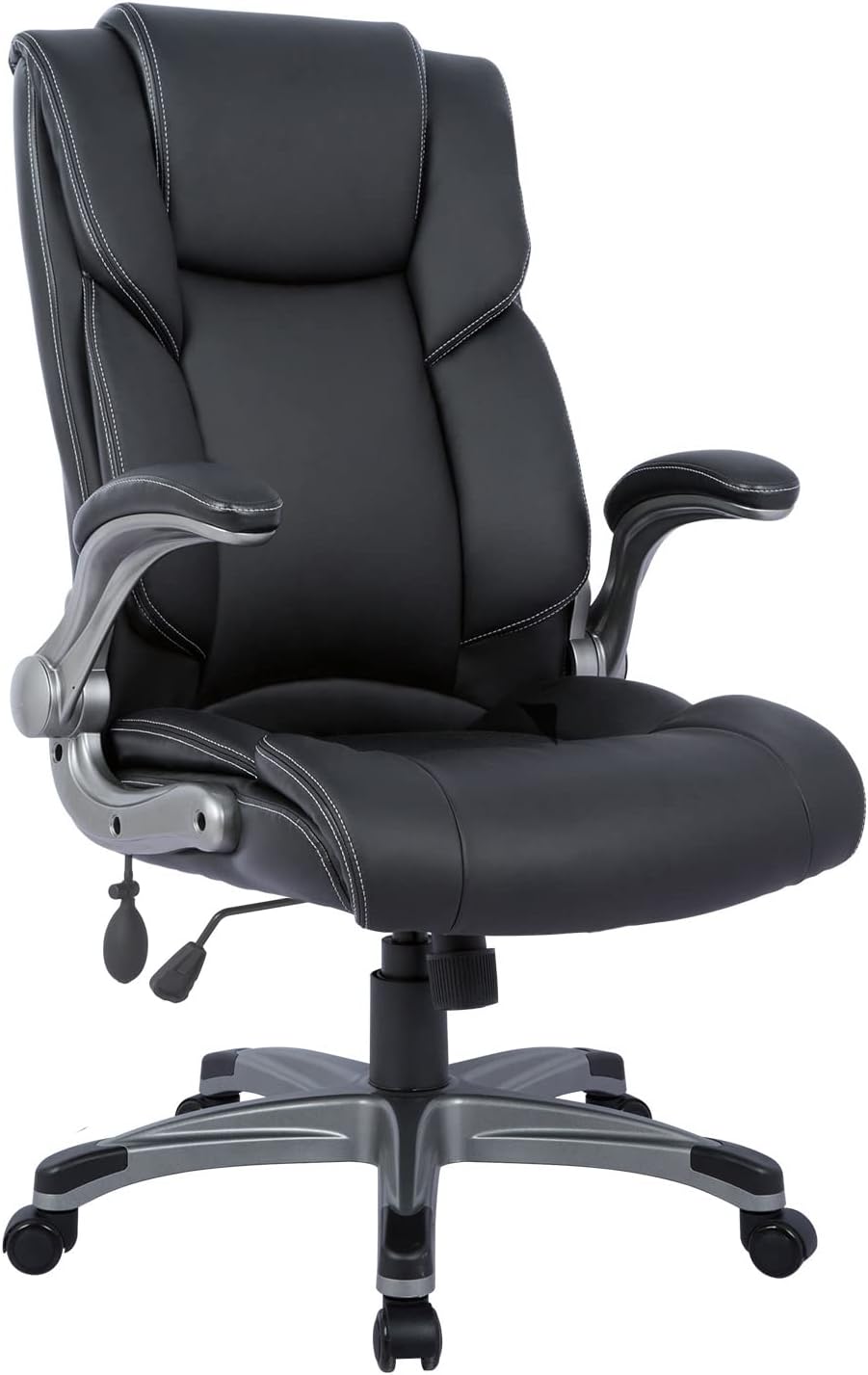 Bonded Leather Office Chair - Adjustable Height Executive Computer Desk Chair, Thick Padding for Comfort and Ergonomic Design for Lumbar Support, Black