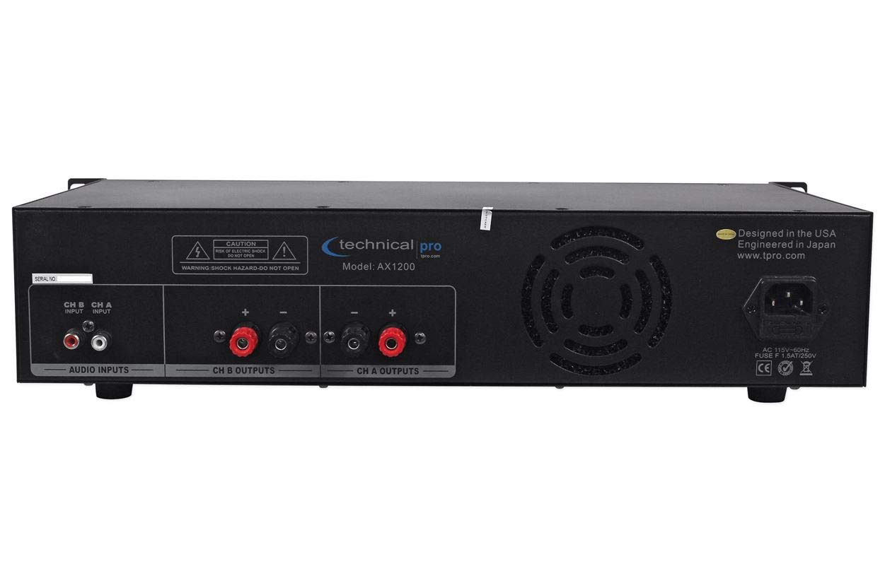 Technical Pro AX1200 1200 Watt 2-Channel Amplifier 2U Rack DJ Power Amp