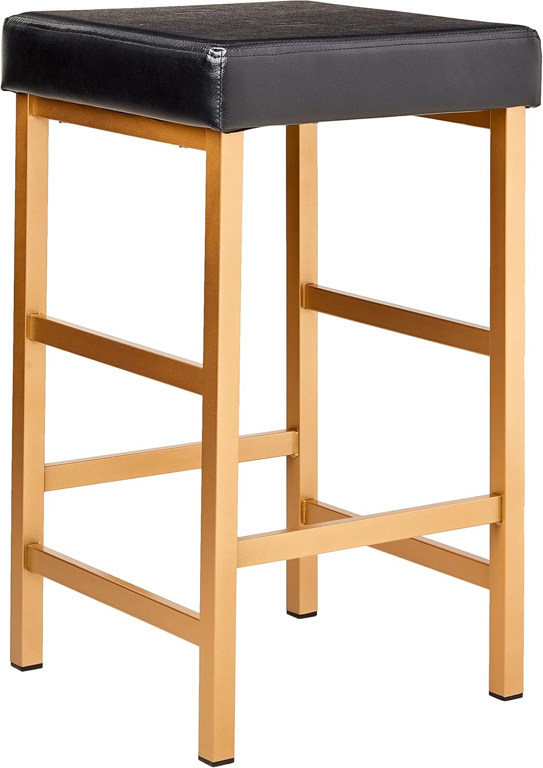 OSP Home Furnishings Backless Stool with Gold Frame, 26-Inch, Black