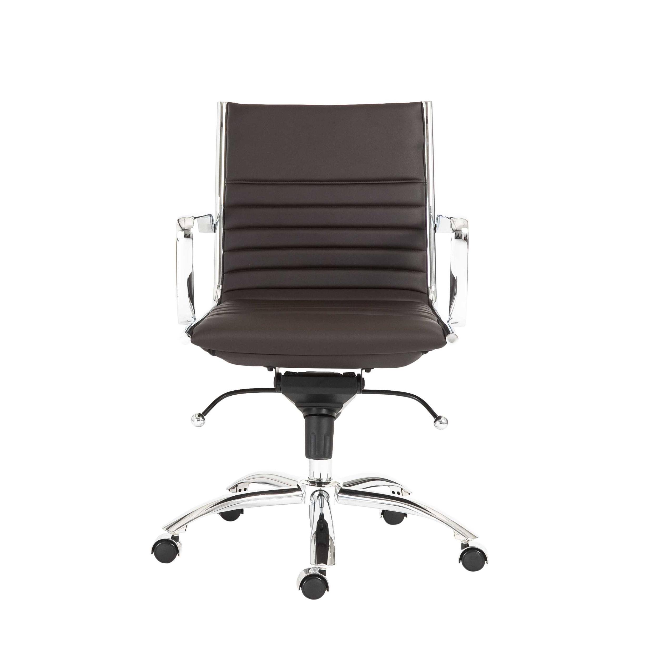 27.01x22 x 25.04x22 x 38x22 Low Back Office Chair in Brown with Chromed Steel Base