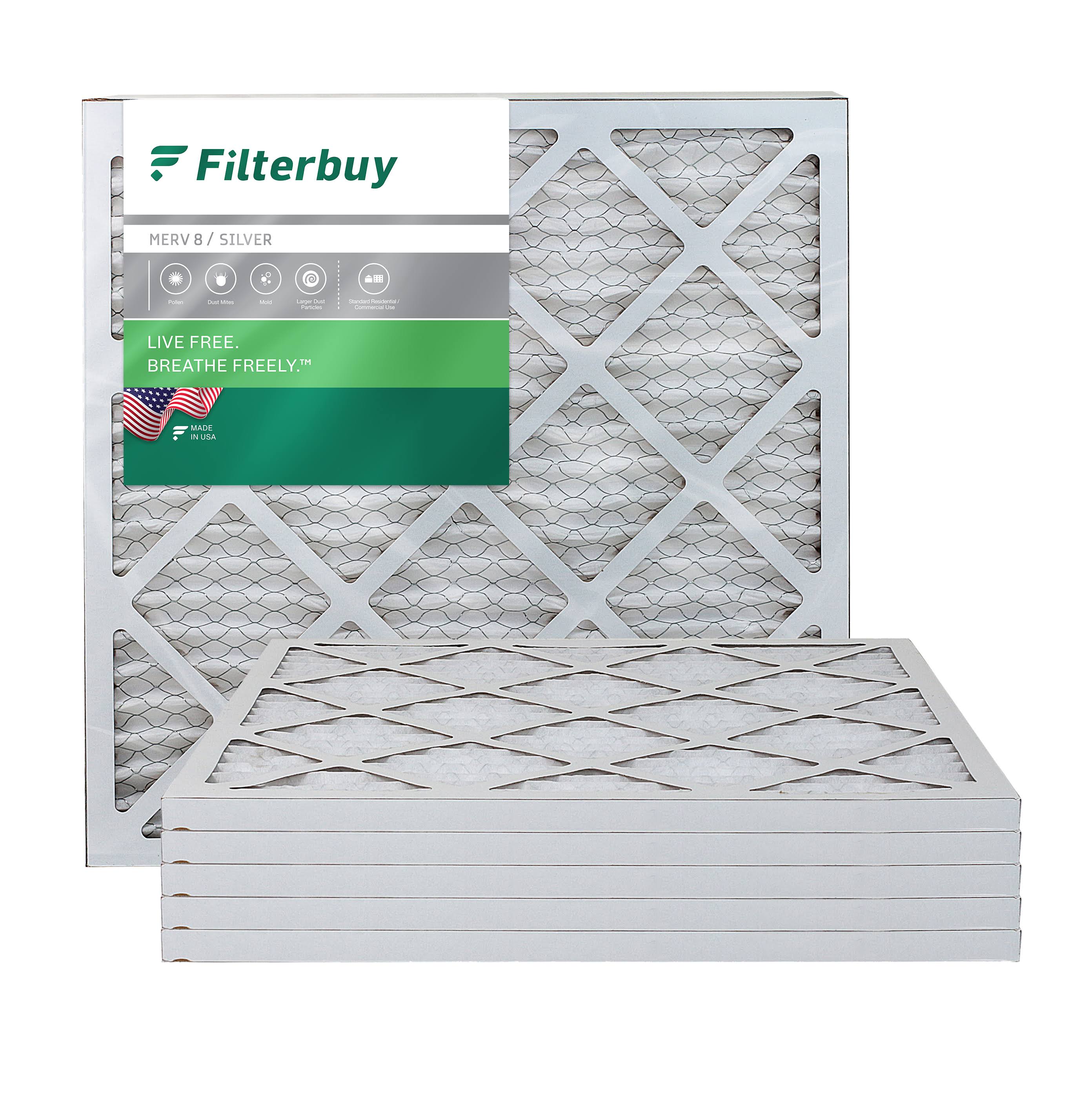 AFB Silver MERV 8 20x22x1 Pleated AC Furnace Air Filter. Pack of 6