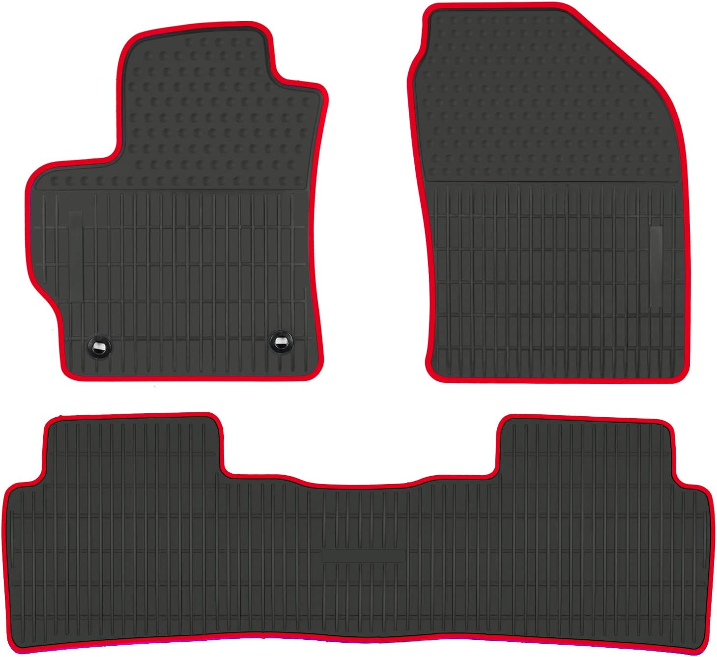San Auto Car Rubber Floor Mat Custom Fit for Toyota Corolla Sedan 2020 2021 2022 Automatic Transmission Black Red Auto Liner Mats All Weather Heavy Duty Odorless No im Hatchback Model Pack of 2