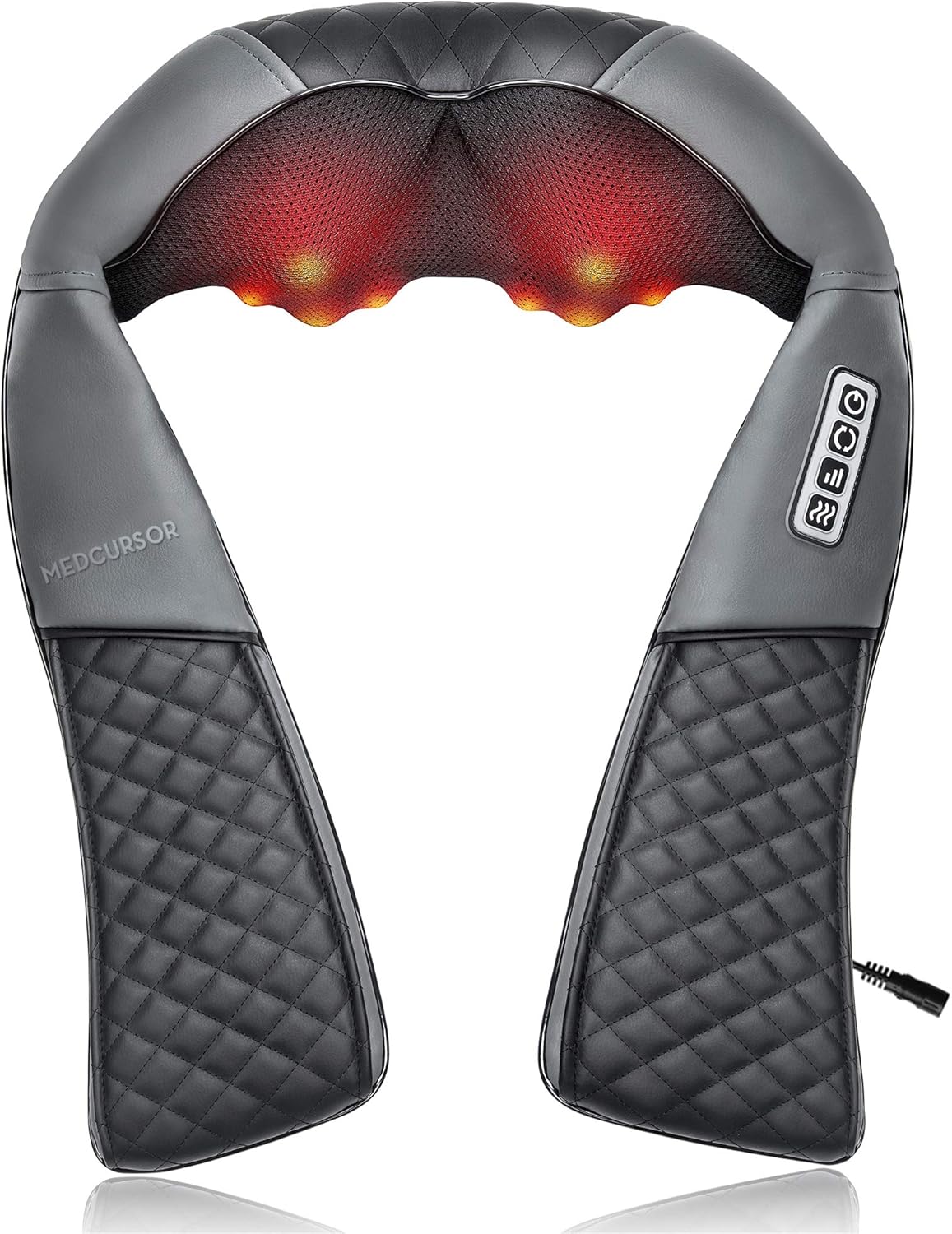 Medcursor Neck Shoulder Massager with Heat, Electric Shiatsu Back Massage Device, Portable Deep Tissue 3D Kneading Pillow for Muscle Pain Relief, Home, Office, Car Use - Ideal Gifts