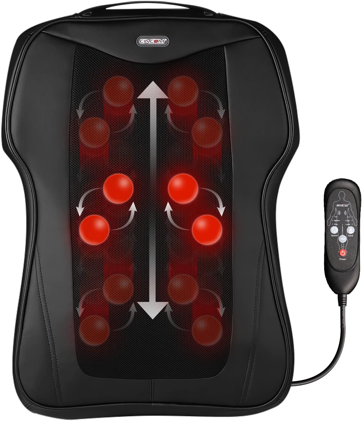 CINCOM Back Massager with Heat, Shiatsu Massage Seat Cushion, Massage Chair Pad for Full Back Pain Relief, Electric Body Massager for Home or Office Chair use