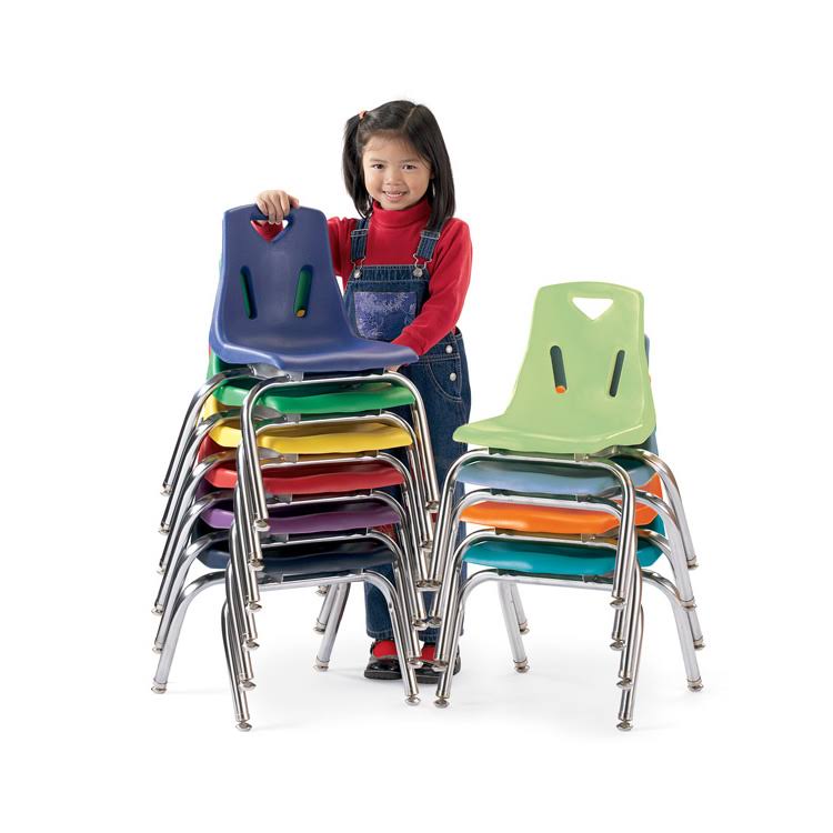 Berries Stacking Chairs with Chrome-Plated Legs - 14x22 HT - Set of 6 - Teal