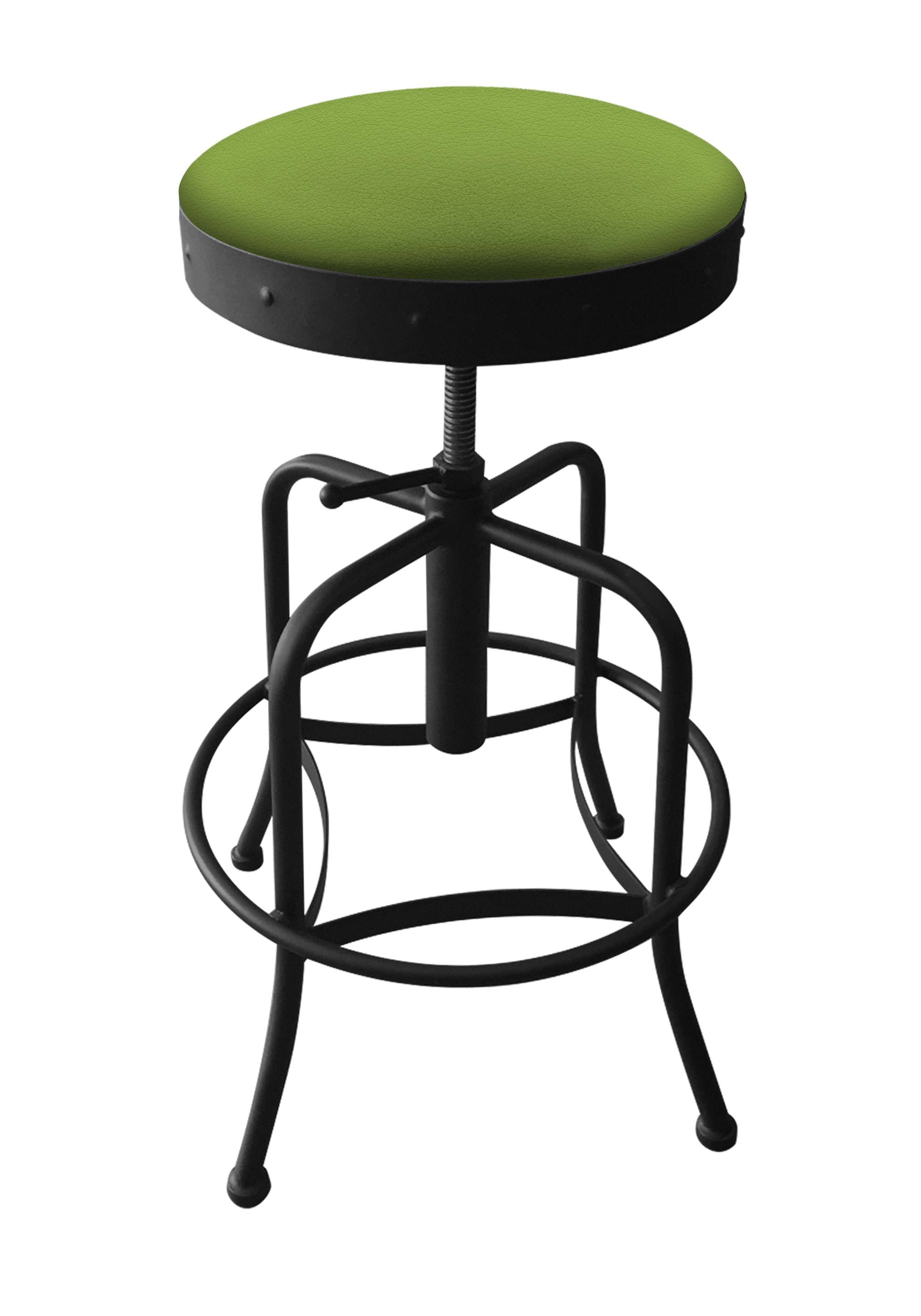 Holland Bar Stool 910 Industrial-Adjustable Stool with Black Wrinkle Finish and Canter Kiwi Green Seat