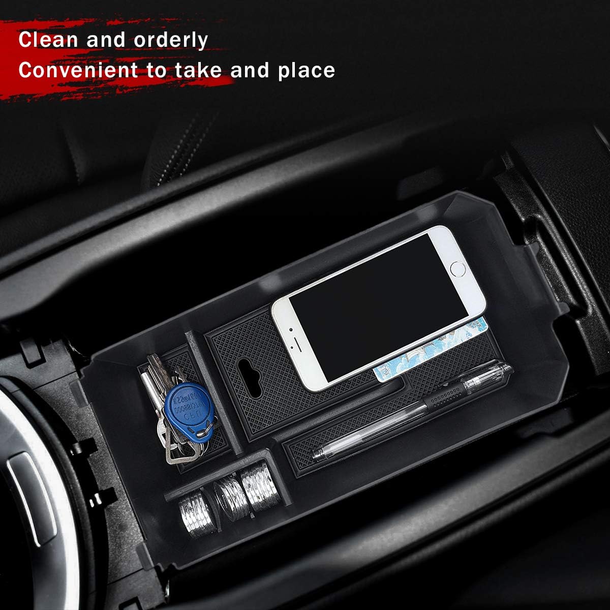 auovo Center Console Organizer Tray for Mercedes Benz Accessories C GLC Class W205 CLS 2015+ Secondary Armrest Console Storage Box Car Interior