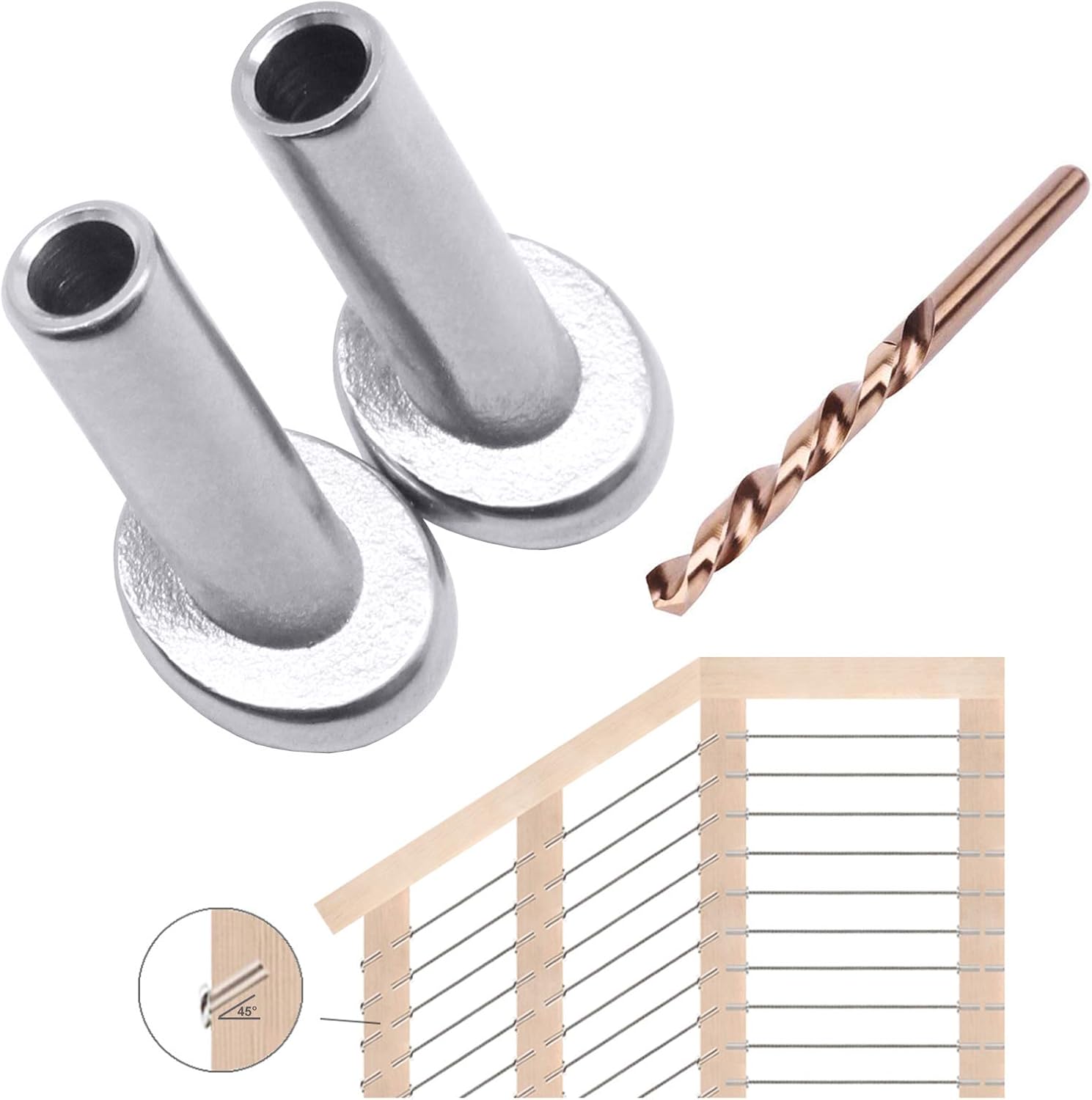 [Patent Design] CKE 40 Pack 45 Degree T316 Marine Grade Stainless Steel Angle Beveled Protector Sleeves Wood Post Protector for 1/8