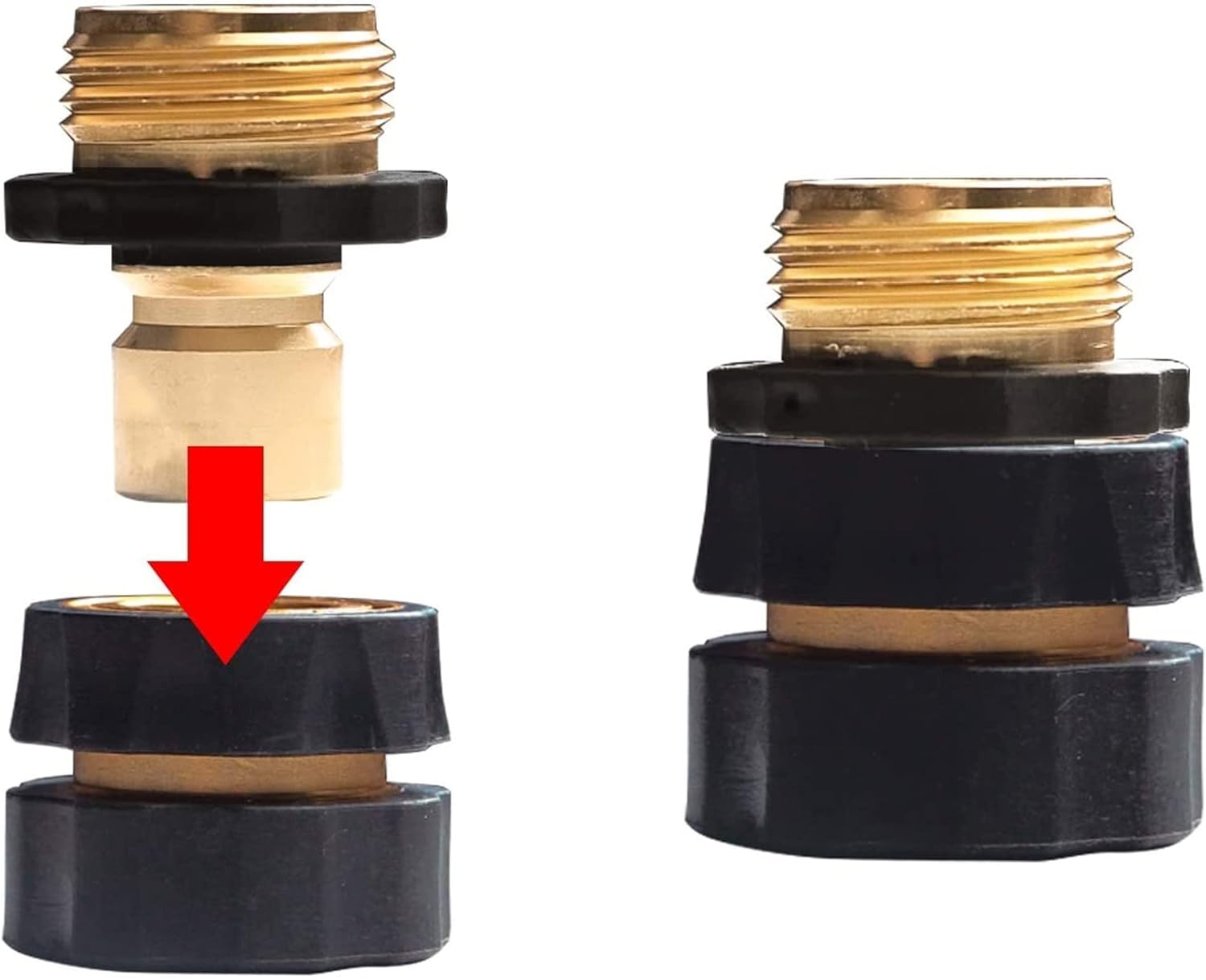 Xiny Tool 3/4 Inch Garden Hose Quick Connect, Quick Connect Garden Hose Fittings, Male and Female Water Quick Release Hose Connector, 2 Set Pack of 2