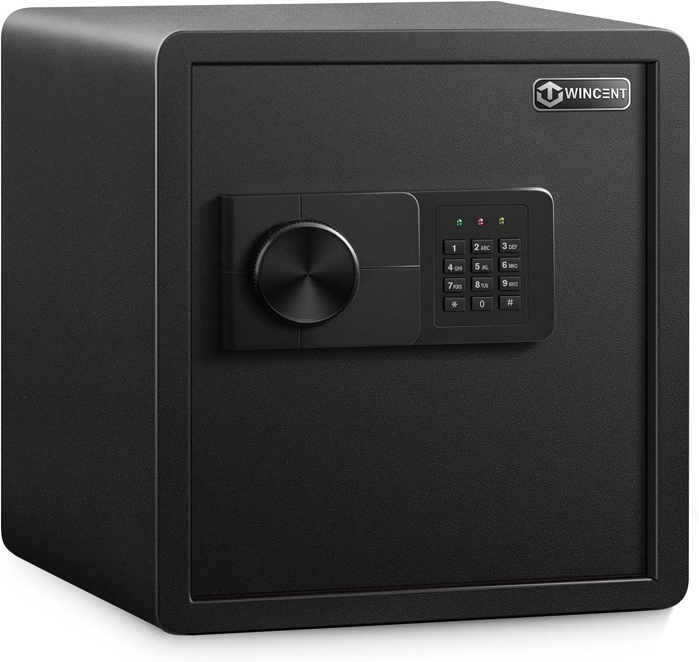 WINCENT Home Security Safe with Programmable Keypad Steel Lock Box Alarm System & Emergency Key 1.2 Cubic Feet, Black 1.2 CFT, 1.2CFT-12.99Inx12.99Inx14.17In