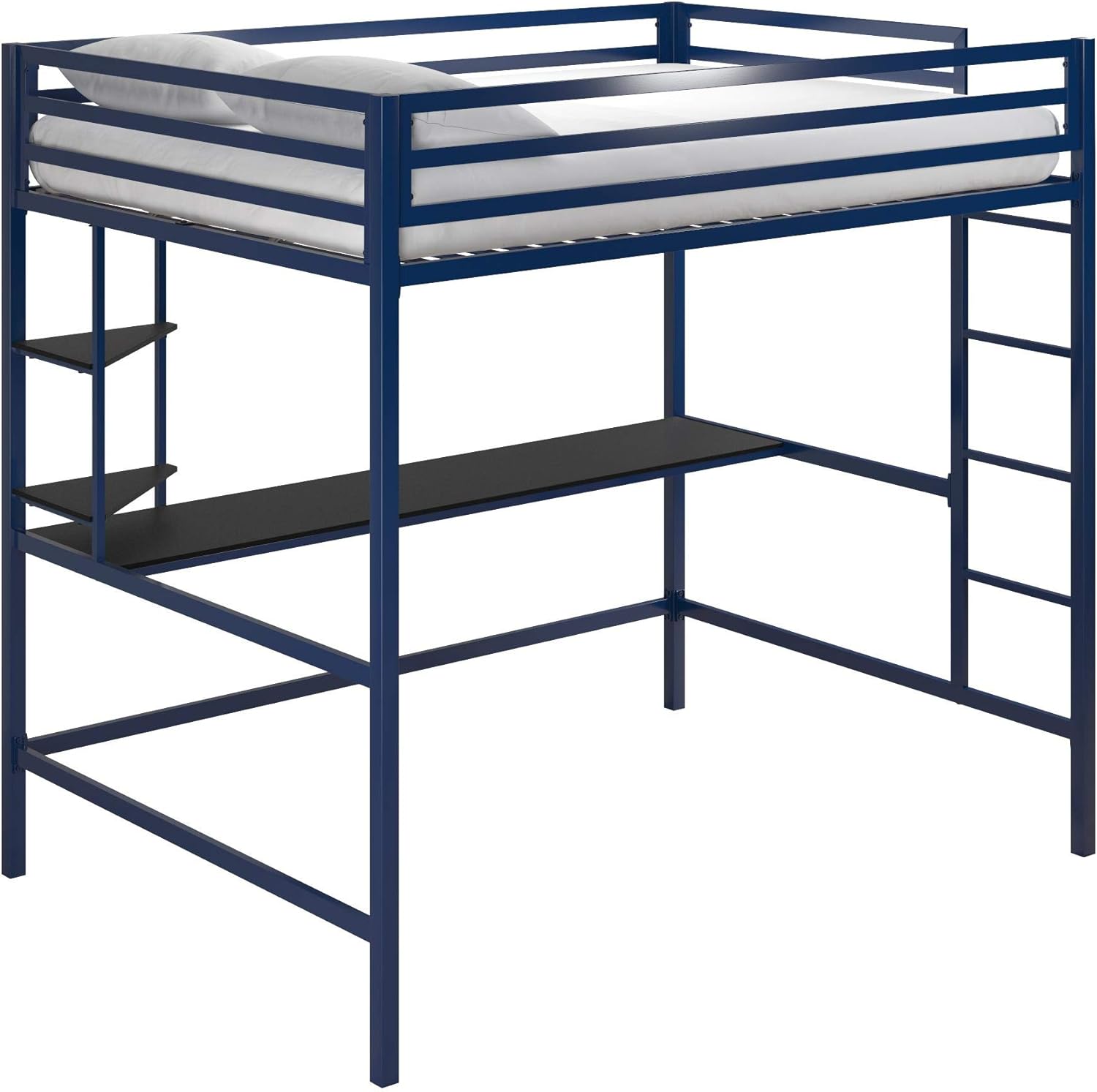 Novogratz 4371429N Maxwell Metal Full Loft Desk & Shelves, Gray/Black Bunk Beds,