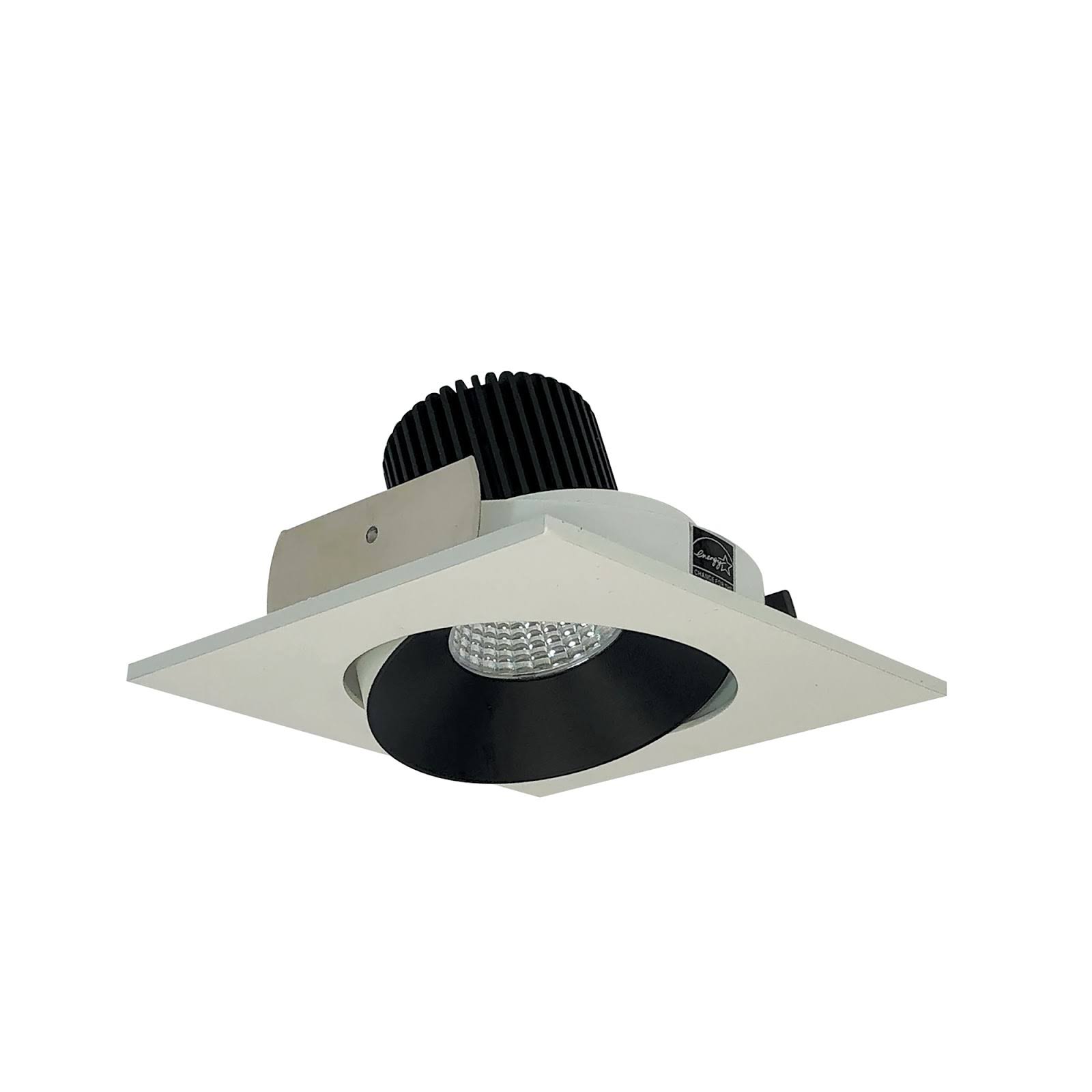 Nora Lighting-NIO-4SC30XBW-Iolite Series - 4 inch 14W 3000K LED Adjustable Square Regressed Cone Trim Black/White Finish