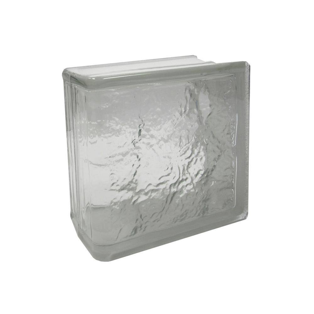 Seves WCOEB8X8 Cortina 7.75 in. x 7.75 in. x 3.875 in. Ice Pattern End Block Glass Block (4-Pack)
