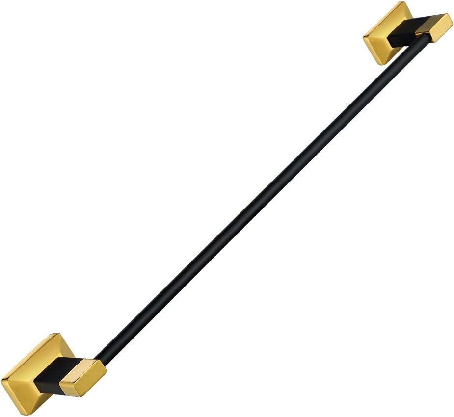 Sumin Home 2808B Bathroom Single Towel Bar Wall Mounted, Black Gold Pack of 2