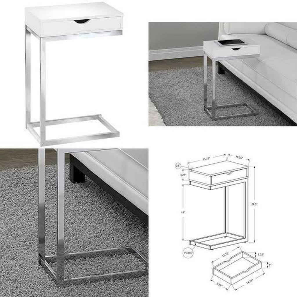 Monarch Specialties I 3031, Accent Table with A Drawer , Chrome Metal, Glossy